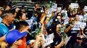 Demonstrators call for an end to the Philippines drug war and the freedom of of one of Duterte's leading critics. (Facebook)