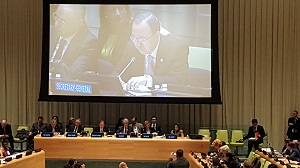 UN Secretary General Ban Ki-moon spoke on the event's opening panel.