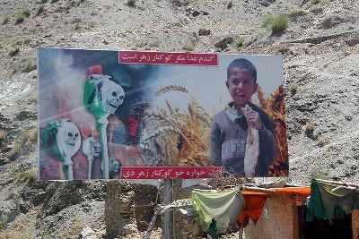 Afghan opium eradication poster. Apparently, no one is paying attention. (wikimedia.org)