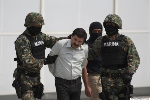 Joaquin "El Chapo" Guzman being arrested in Mexico. He's now been found guilty in a court in New York. (sedena.gov.mx)