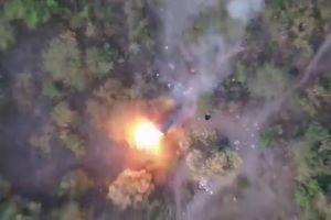A bomb dropped from a drone explodes as the Jalisco New Generation Cartel attacks its rivals in Michoacan. (Twitter)