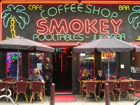 No pot smoking on the streets of Amsterdam's red light district, but you can still light up on coffeeshop patios. (CC)