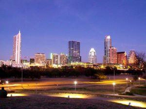 urban skyline at night