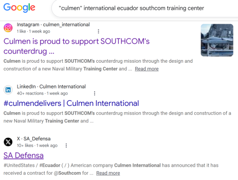 Google results preserve Culmen Instagram and LinkedIn announcement snippets.