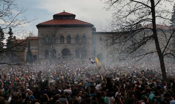 Okay, it's not like historic 4/20 days in Boulder, but pot is popular on these campuses. (Creative Commons)