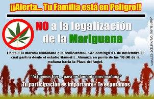 "Warning! Your Family is in Danger!" anti-legalization poster courtesy of the Mexican government  (cij.gob.mx)