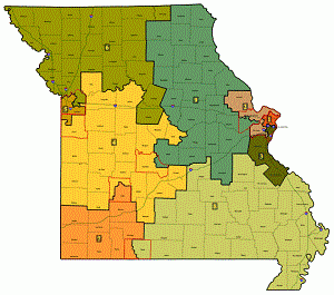 Missouri county and Congressional district map