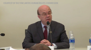 US Rep. Jim McGovern (D-MA) at hearing of congressional Tom Lantos Human Rights Commission Thursday. (TLHRC)
